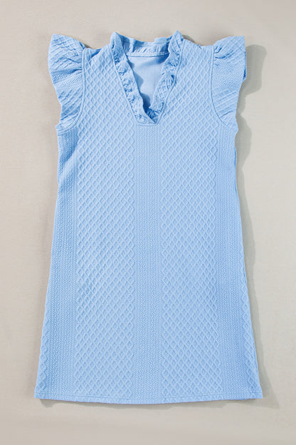 Ruffled V-Neck Cap Sleeve Mini Dress - Premium women from Trendsi - Just $35.99! Shop now at 5th & Barnett Online Boutique 