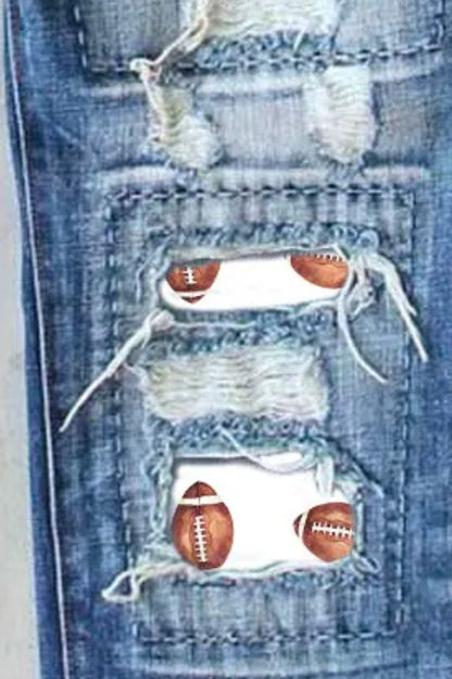 Distressed Football Straight Jeans - Premium Jeans from 5th & Barnett Online Boutique - Just $52.99! Shop now at 5th & Barnett Online Boutique 