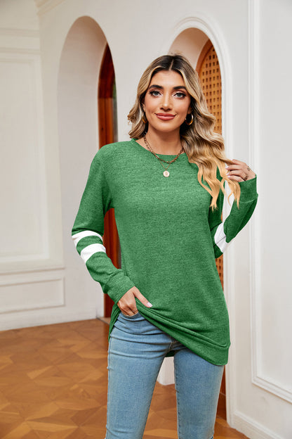 Round Neck Long Sleeve Top - Premium  from Trendsi - Just $15.99! Shop now at 5th & Barnett Creative Fashions 