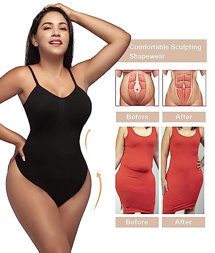 SHAPERX Bodysuit for Women Tummy Control Shapewear Seamless Sculpting Thong Body Shaper Tank Top,SZ5215-Black-S/M - Premium Lingerie & Underwear from 5th & Barnett Creative Fashions - Just $35.99! Shop now at 5th & Barnett Creative Fashions 