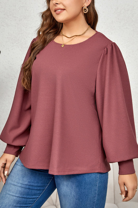 Plus Size Round Neck Puff Sleeve Top - Premium Women's Clothing from 5th & Barnett Creative Fashions - Just $19.99! Shop now at 5th & Barnett Creative Fashions 