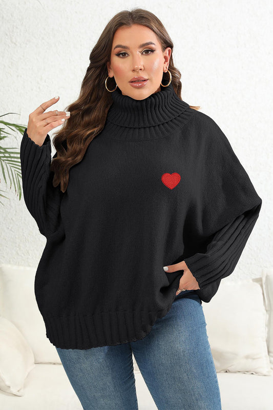 Plus Size Turtle Neck Long Sleeve Sweater - Premium Dresses from Trendsi - Just $37! Shop now at 5th & Barnett Creative Fashions 