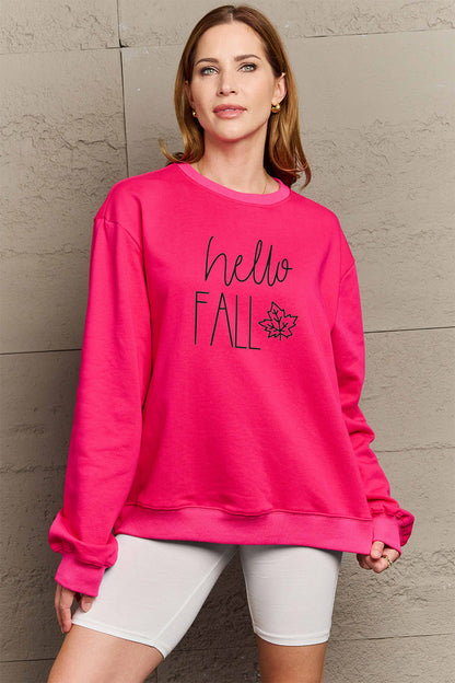 Simply Love Full Size HELLO FALL Graphic Sweatshirt - Premium Activewear from 5th & Barnett Creative Fashions - Just $34.99! Shop now at 5th & Barnett Creative Fashions 