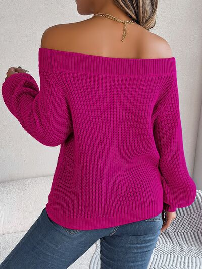 Openwork Off-Shoulder Long Sleeve Sweater - Premium Other from 5th & Barnett Creative Fashions - Just $32.99! Shop now at 5th & Barnett Creative Fashions 