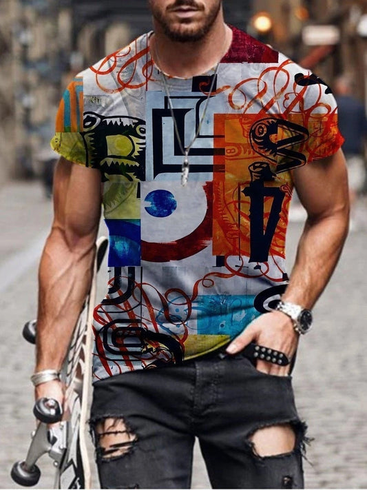 Summer New Men's Fashion Scrawl Harajuku Printed O-Collared T-Shirts - Premium  from 500 products - Just $29.99! Shop now at 5th & Barnett Creative Fashions 