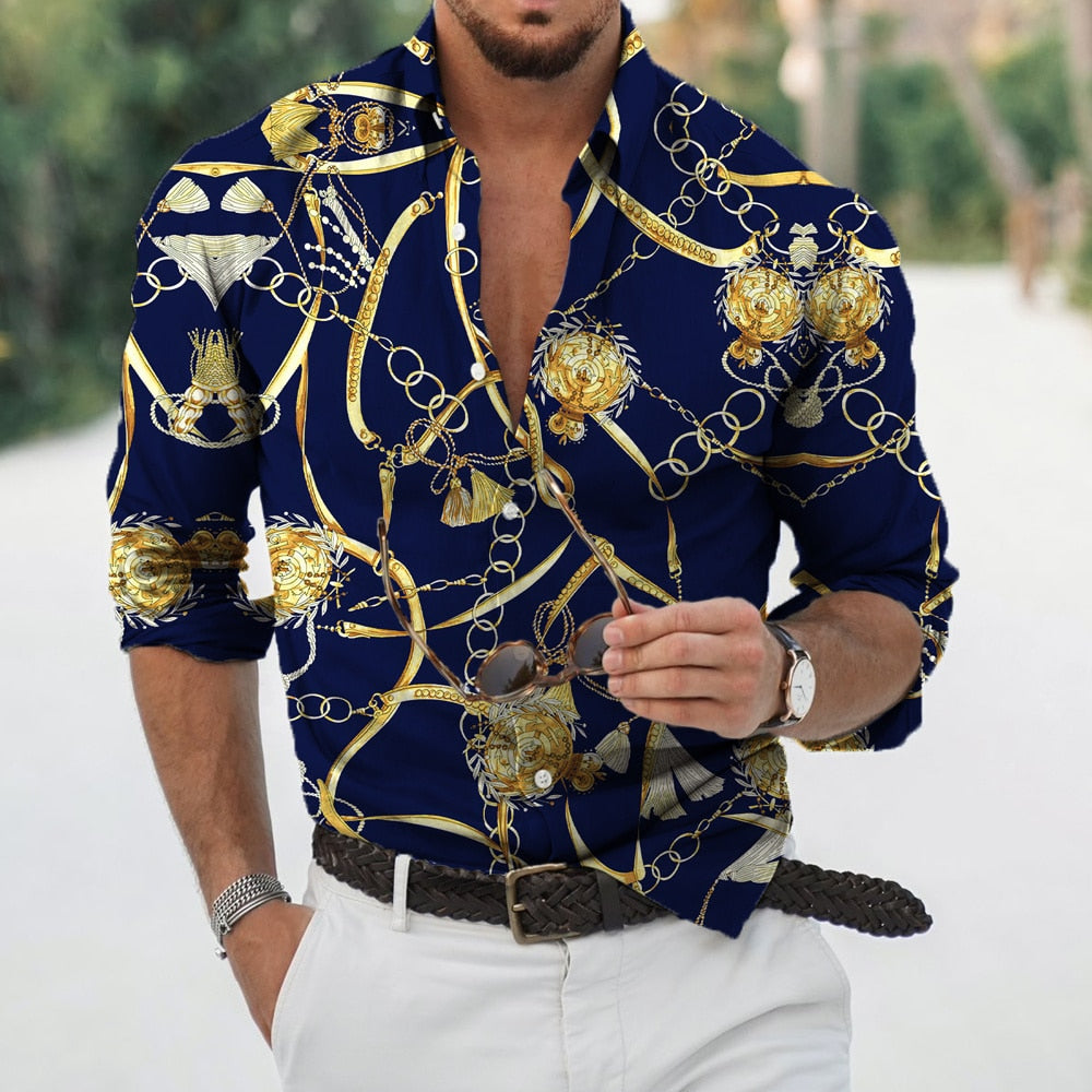 D Baroque Long Sleeve Luxury Social Shirt - Premium Men's Clothing from 500 products - Just $29.99! Shop now at 5th & Barnett Creative Fashions 