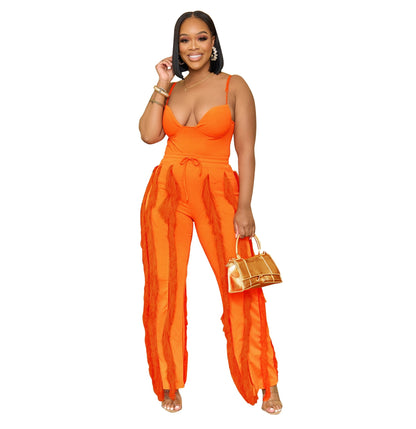 OFF SHOULDER SOLID COLOR SMOCKED JUMPSUIT - Premium  from 500 products - Just $44.99! Shop now at 5th & Barnett Creative Fashions 