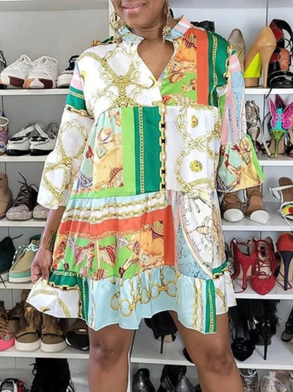 Print A Line Bohemian Loose Dress - Premium Women's Clothing from 5th & Barnett Creative Fashions - Just $25.99! Shop now at 5th & Barnett Online Boutique 