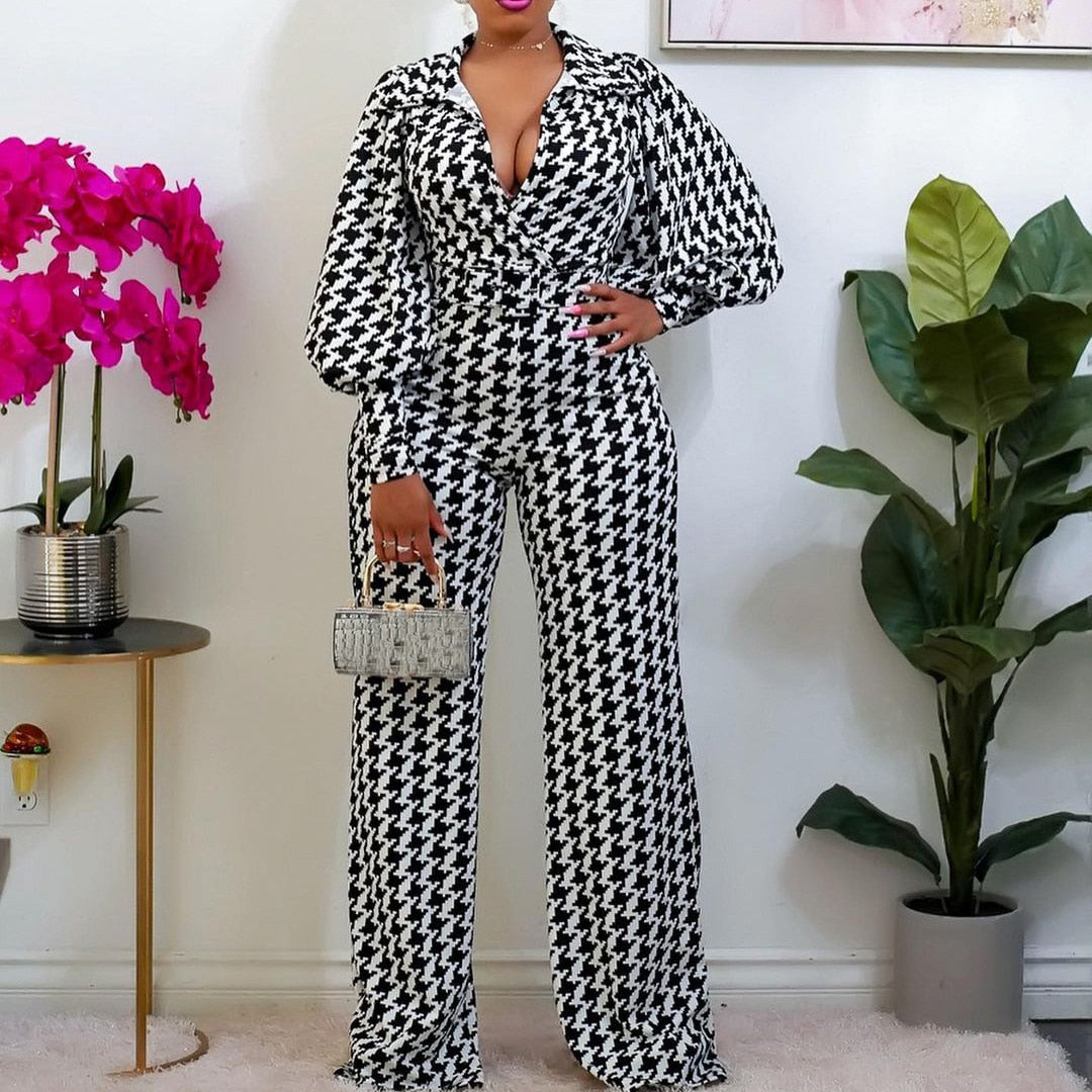 GEOMETRY PRINTED CASUAL WIDE-LEG JUMPSUIT - Premium  from 500 products - Just $47.99! Shop now at 5th & Barnett Creative Fashions 