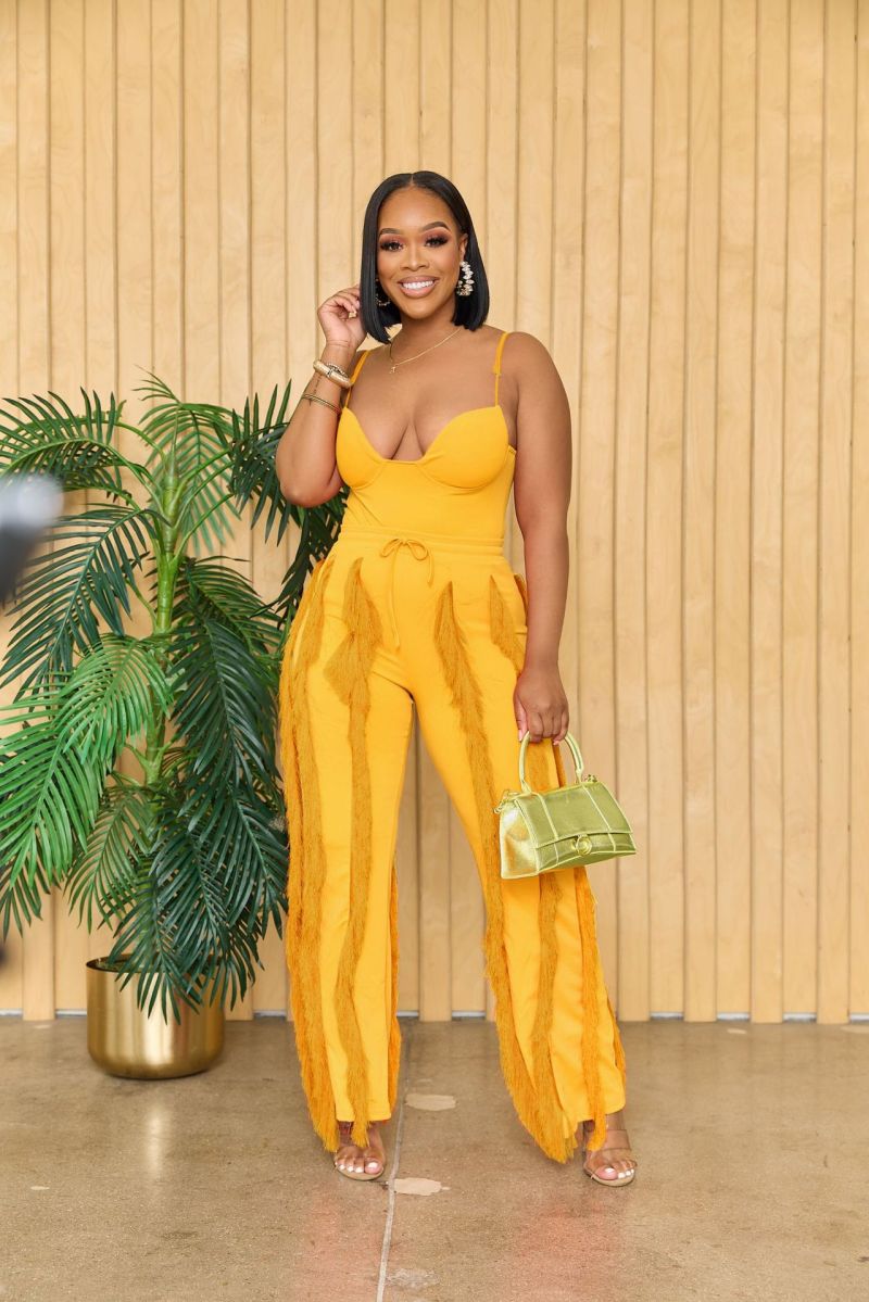 OFF SHOULDER SOLID COLOR SMOCKED JUMPSUIT - Premium  from 500 products - Just $44.99! Shop now at 5th & Barnett Creative Fashions 