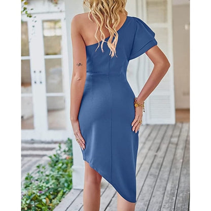 ONE SHOULDER COCKTAIL DRESS - Premium  from 500 products - Just $36.99! Shop now at 5th & Barnett Creative Fashions 