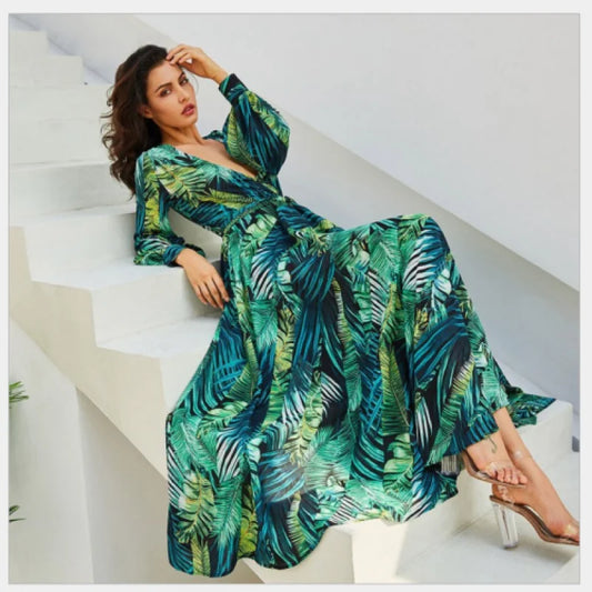 Printed Pleated  Long Sleeve Dress - Premium Women's Clothing from 5th & Barnett Online Boutique - Just $22.99! Shop now at 5th & Barnett Online Boutique 