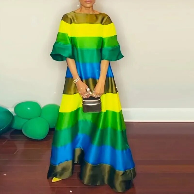 Lipswag's Rainbow O Neck Backless Maxi Party Dress - Premium Women's Clothing from 5th & Barnett Creative Fashions - Just $76.99! Shop now at 5th & Barnett Online Boutique 