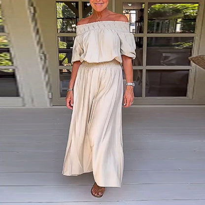 BOHEMIAN OFF-SHOULDER STRAIGHT-LEG JUMPSUIT - Premium  from 500 products - Just $39.99! Shop now at 5th & Barnett Creative Fashions 