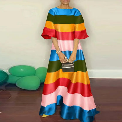 Lipswag's Rainbow O Neck Backless Maxi Party Dress - Premium Women's Clothing from 5th & Barnett Creative Fashions - Just $76.99! Shop now at 5th & Barnett Online Boutique 