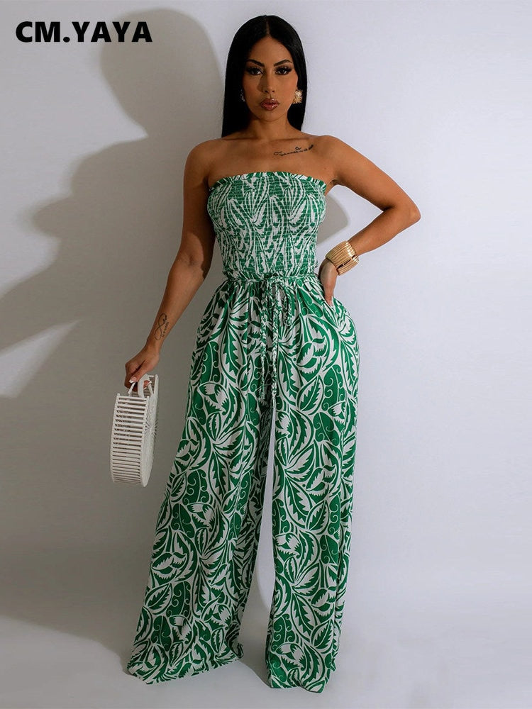 FLORAL PRINT OFF SHOULDER SMOCKED JUMPSUIT - Premium  from 500 products - Just $39.99! Shop now at 5th & Barnett Creative Fashions 