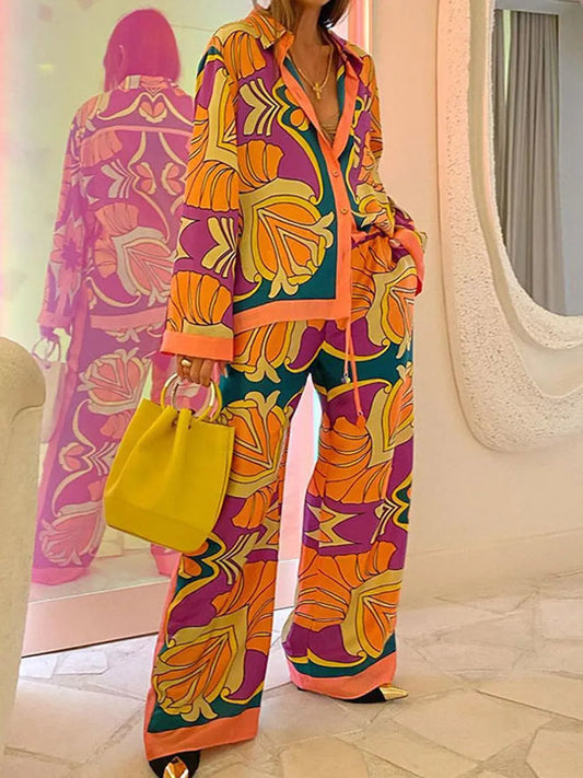 Bat Sleeve Floral Printed Wide leg Pant Suit - Premium Women's Clothing from 5th & Barnett Creative Fashions - Just $25.99! Shop now at 5th & Barnett Online Boutique 