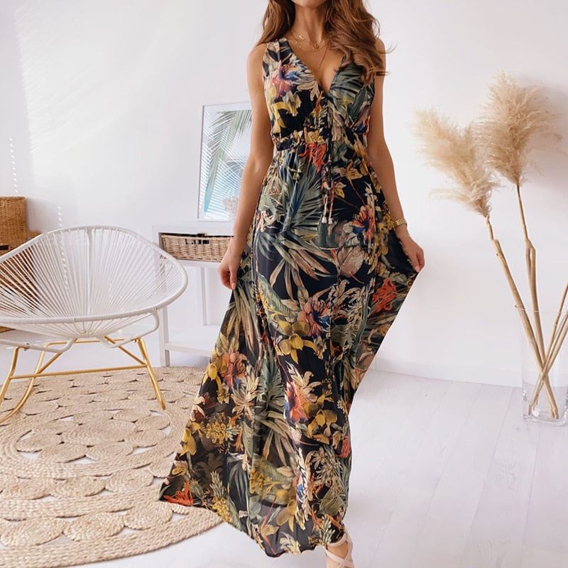 Summer New Printed Halter Strap Sleeveless Dress Women - Premium  from 500 products - Just $29.99! Shop now at 5th & Barnett Creative Fashions 