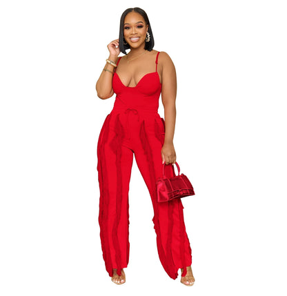 OFF SHOULDER SOLID COLOR SMOCKED JUMPSUIT - Premium  from 500 products - Just $44.99! Shop now at 5th & Barnett Creative Fashions 