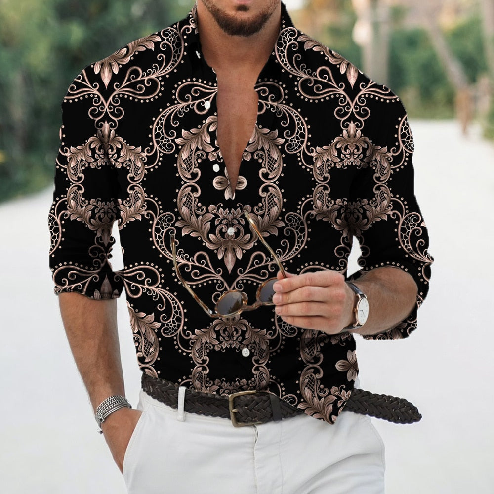 D Baroque Long Sleeve Luxury Social Shirt - Premium Men's Clothing from 500 products - Just $29.99! Shop now at 5th & Barnett Creative Fashions 