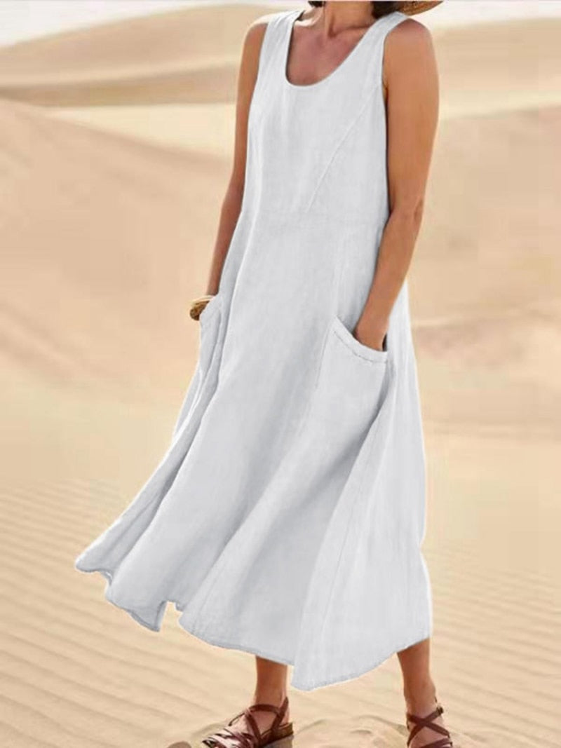 Women's Sleeveless Cotton And Linen Dress - Premium  from 500 products - Just $29.99! Shop now at 5th & Barnett Creative Fashions 