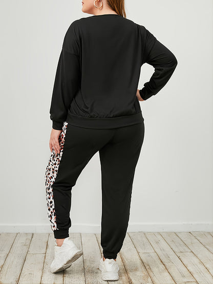 Plus Size Leopard Sweatshirt and Sweatpants Set - Premium Activewear from 5th & Barnett Online Boutique - Just $32.99! Shop now at 5th & Barnett Online Boutique 