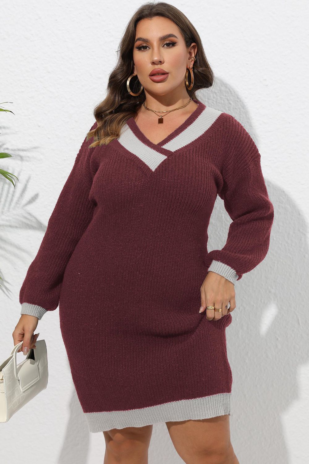 Plus Size Long Sleeve Sweater Dress - Premium Dresses from 5th & Barnett Creative Fashions - Just $38.99! Shop now at 5th & Barnett Creative Fashions 