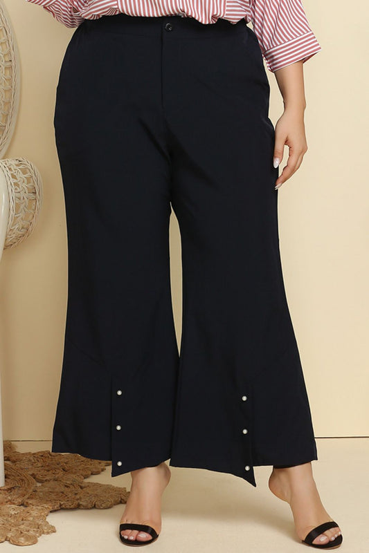 Plus Size Hem Detail Flare Pants - Premium Pants from 5th & Barnett Creative Fashions - Just $18.99! Shop now at 5th & Barnett Creative Fashions 