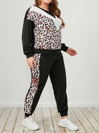 Plus Size Leopard Sweatshirt and Sweatpants Set - Premium Activewear from 5th & Barnett Online Boutique - Just $32.99! Shop now at 5th & Barnett Online Boutique 